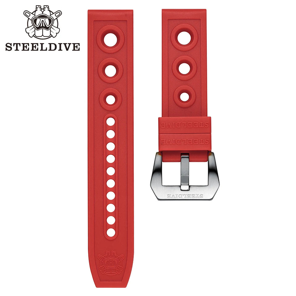 STEELDIVE Automatic Mechanical Strap Replacement Watch Bands Automatic Dive Watches Blue Rubber Strap 20/22mm
