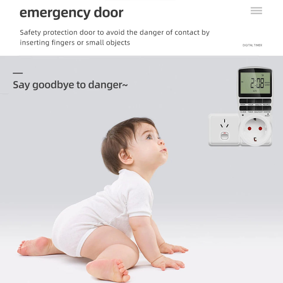 Electronic Digital Timer Switch EU Programmable Electronic Timing Socket EU Plug Outlet Kitchen Appliance Time Control Day/Hour
