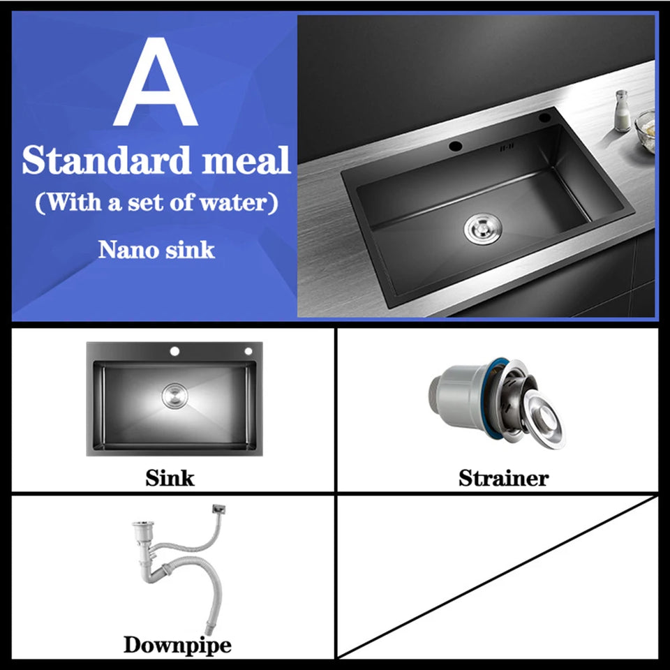 DQOK Stainless Steel Kitchen Sink Slot Dish Basin Kitchen sink Drain Basket And Drain Pip Rectangular