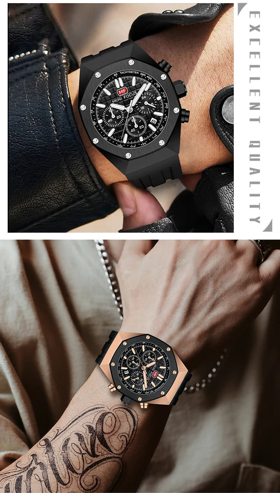 MINI FOCUS Watches Men Blue Silicone Strap Sport Watch Waterproof Luminous Chronograph Quartz Wristwatch часы мужские reloj 0417