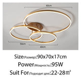 Nordic Creative Round Circle Chandeliers For Bedroom Living Room Restaurant Lighting Golden Coffee Lustre Ring Ceiling Lights