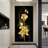 Abstract Golden Leaves and Flower Tree Oil Painting on Canvas Posters and Prints Wall Art Pictures for Living Room Cuadros Decor
