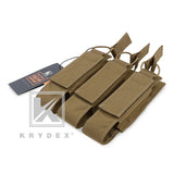 KRYDEX MP5 MP7 KRISS Triple Magazine Pouch Tactical Modular MOLLE Triple Open Top SMG Mag Pouch Carrier For Airsoft Hunting Gear