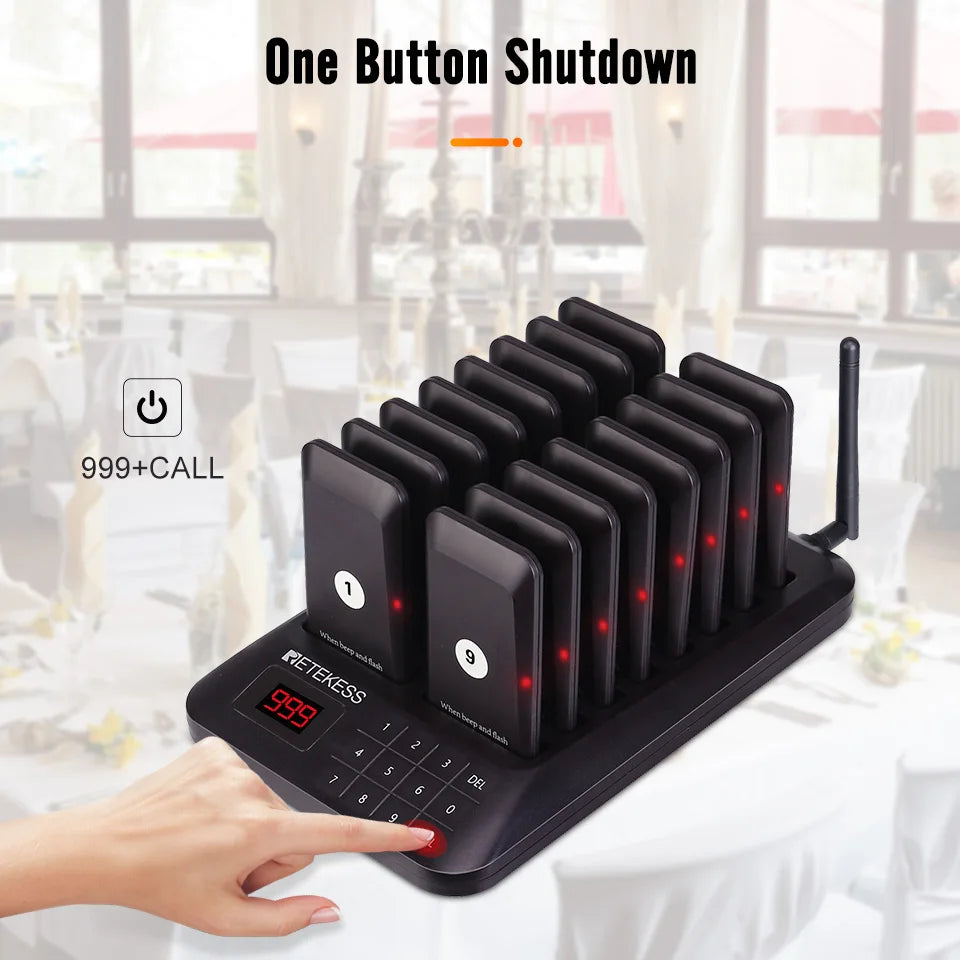 RETEKESS TD157 Restaurant Pager System Pagers 984ft Long Range Beepers for Food Truck Bars  Food Court No Vibration Mode