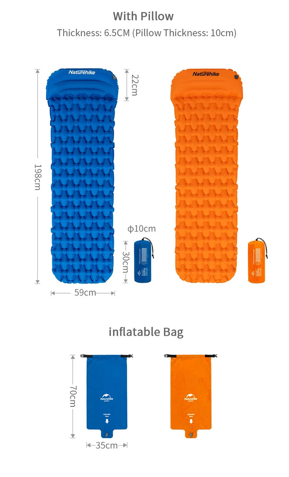 Naturehike Outdoor Camping Mat Ultralight Inflatable mattressTent Sleeping Pad Portable Hiking Air Mattress Picnic Pad Air Mat