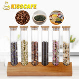 Coffee Beans Display Creative Wooden Flower Tea Rack Stand Cereals canister Glass Test Tube sealed Storage Decorative Ornaments