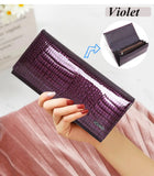 New Women Magnetic Hasp Wallet Genuine Leather Coin Purse Ladies Long Fashion Female Card Hold Money Bag AE501-1