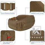KRYDEX Tactical Waist Belt, MOLLE Soft Wide Padded Battle Belt, Shooting Airsoft Hunting Multi-Function Quick Release Belt