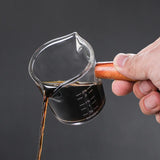 Wooden Handle Coffee Milk Cup 50-100ml Creative Italian Glass Coffee Measuring Cup