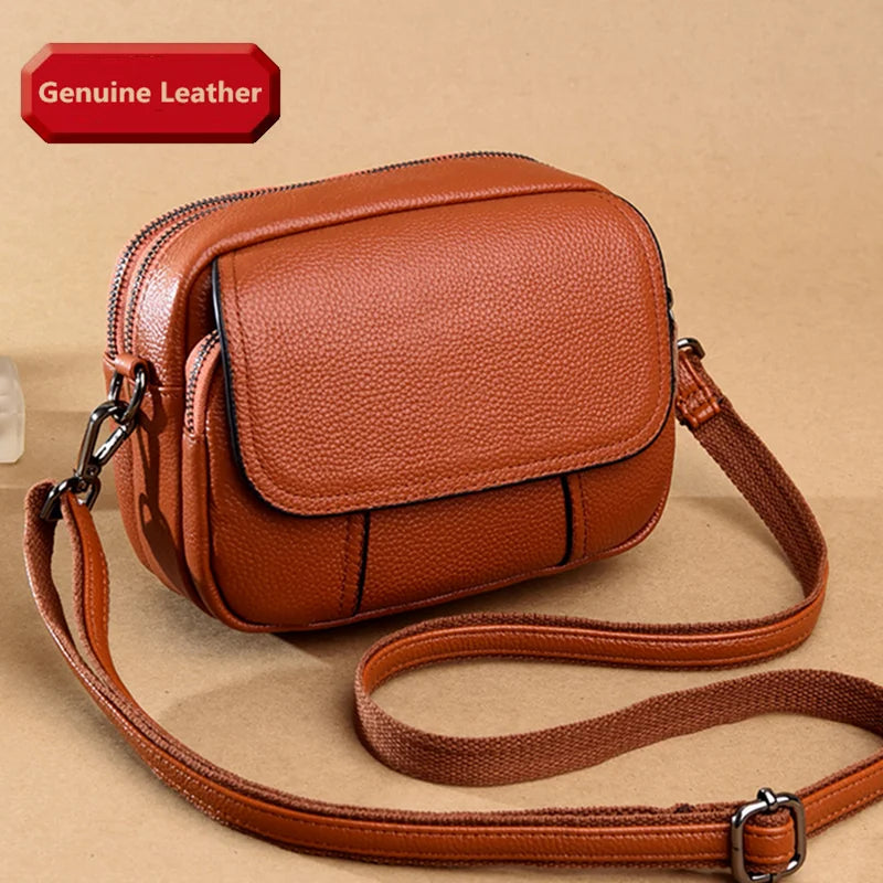 Genuine Leather Women's Casual Fashion Bag Women Messenger Bag Small Shoulder Bag Crossbody Bags for Real Cowhide Women Handbags