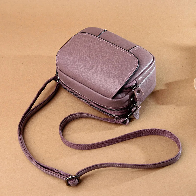 Genuine Leather Women's Casual Fashion Bag Women Messenger Bag Small Shoulder Bag Crossbody Bags for Real Cowhide Women Handbags