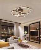 Nordic Creative Round Circle Chandeliers For Bedroom Living Room Restaurant Lighting Golden Coffee Lustre Ring Ceiling Lights