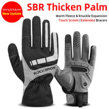 ROCKBROS Cycling Gloves Thermal Autumn Winter Gloves Windproof SBR Touch Screen Bike Gloves Full Finger Shockproof Sport Gloves