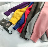 Woman Solid Color O-Neck Sweatshirt Casual Loose Fit Hoodie Harajuku Aesthetic Streetwear Velvet Pullover White Tops Korean Pop