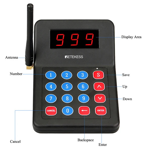 RETEKESS T119 Wireless Restaurant Paging System Coaster Vibrater Buzzer Receiver 2-Way Charge for Cafe Food Trucks