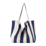 2023 Fashion Ladies Classic Striped Canvas Handbag Large Capacity Shoulder Bag For Female Simple Beach Casual Totes Shopping Bag