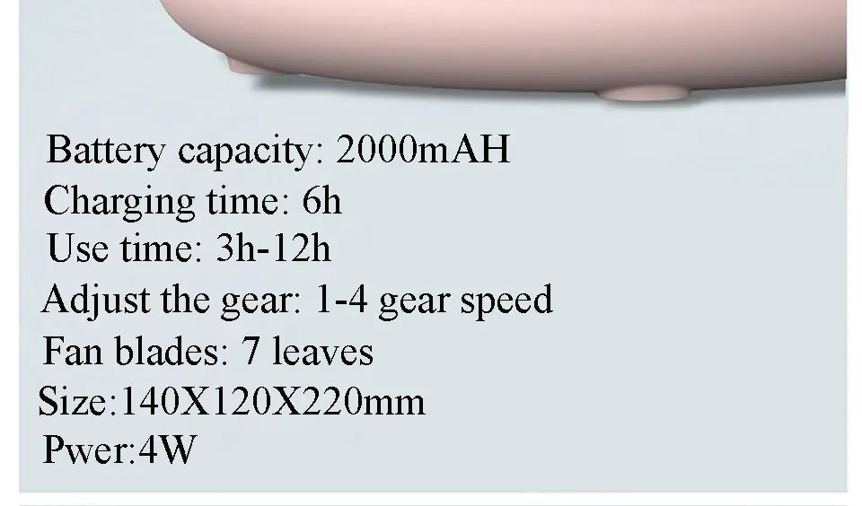 THANKSHARE Desktop Fan 2000mAh Battery Capacity USB Charging Desk Super Mute Laptop Cooler Desktop Fan 4 Speed Cooling Gadgets