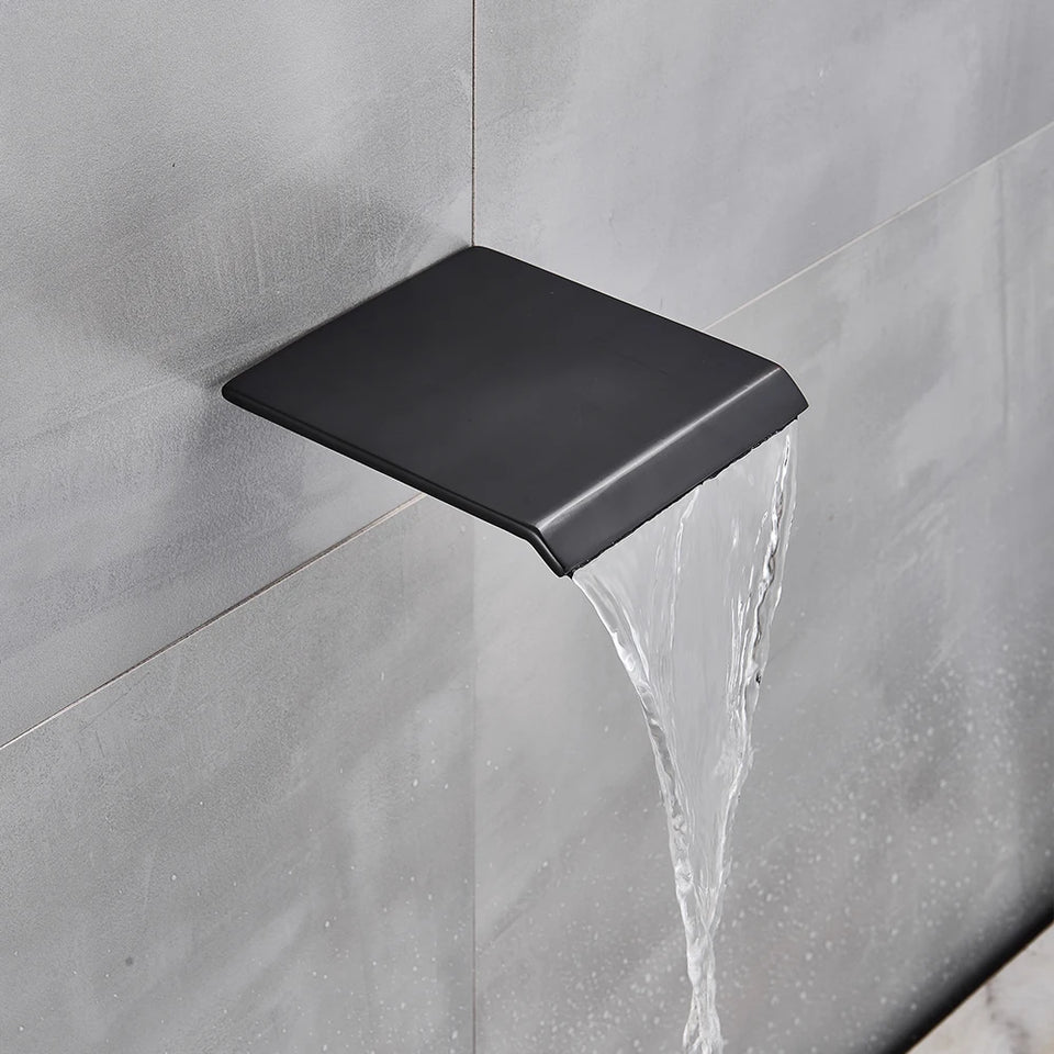 Black Shower Faucets System Bathroom Wall Mounted Rainfall Shower Kit Concealed Embedded Box Hot Cold Water Mixer Tap SUS304