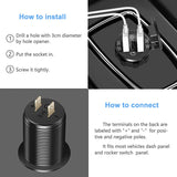 12V/24V Triple USB C Car Charger Socket USB Outlets PD & 18W QC3.0 Aluminum Metal Car Socket Adapter with Touch Switch
