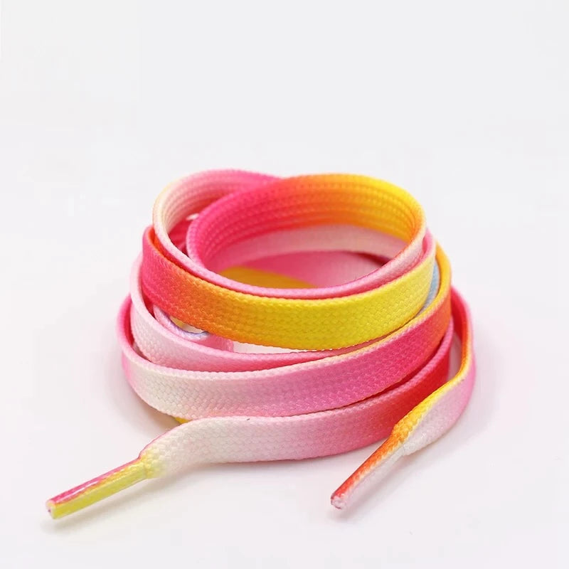 1Pair Colorful Flat Shoe laces Rainbow Gradient Shoelaces for High-top Canvas Sneaker Laces Shoes accessories Shoelace Strings