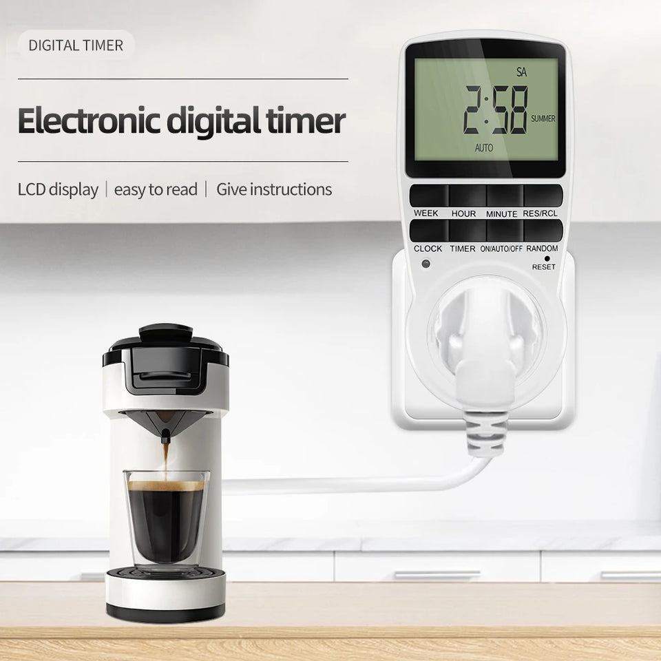 Electronic Digital Timer Switch EU Programmable Electronic Timing Socket EU Plug Outlet Kitchen Appliance Time Control Day/Hour