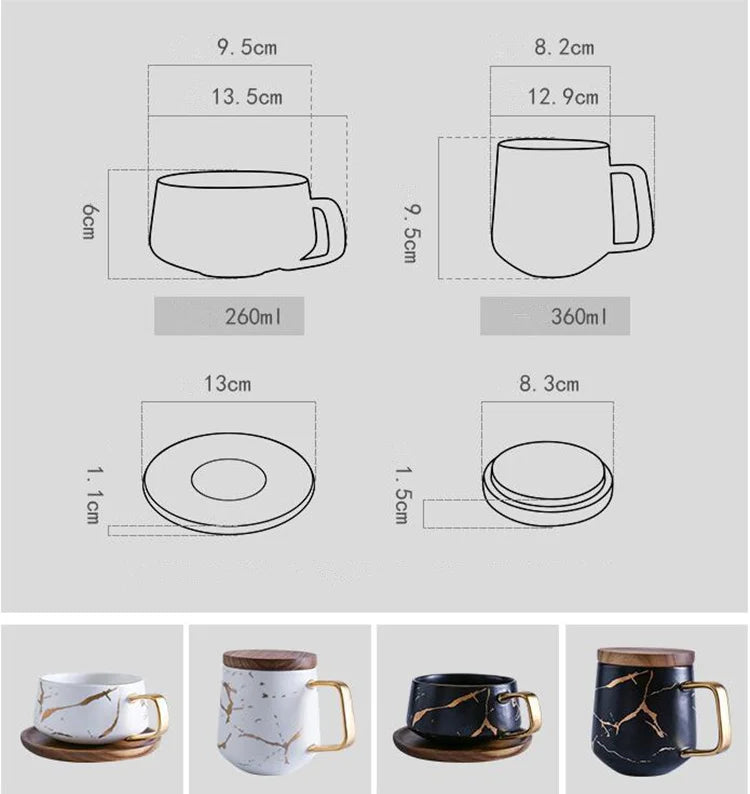 Coffee Mugs Marble Gold Inlay Mug Breakfast Mug Office Home Drinkware Milk  Cup Dropshipping