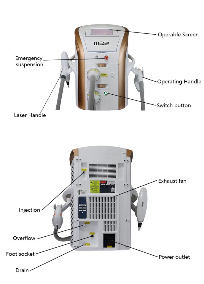 Factory direct sales M22 OPT IPL Diode Laser Hair Removal Device for Acne Skin Regeneration, Permanent Hair Removal and Whitenin
