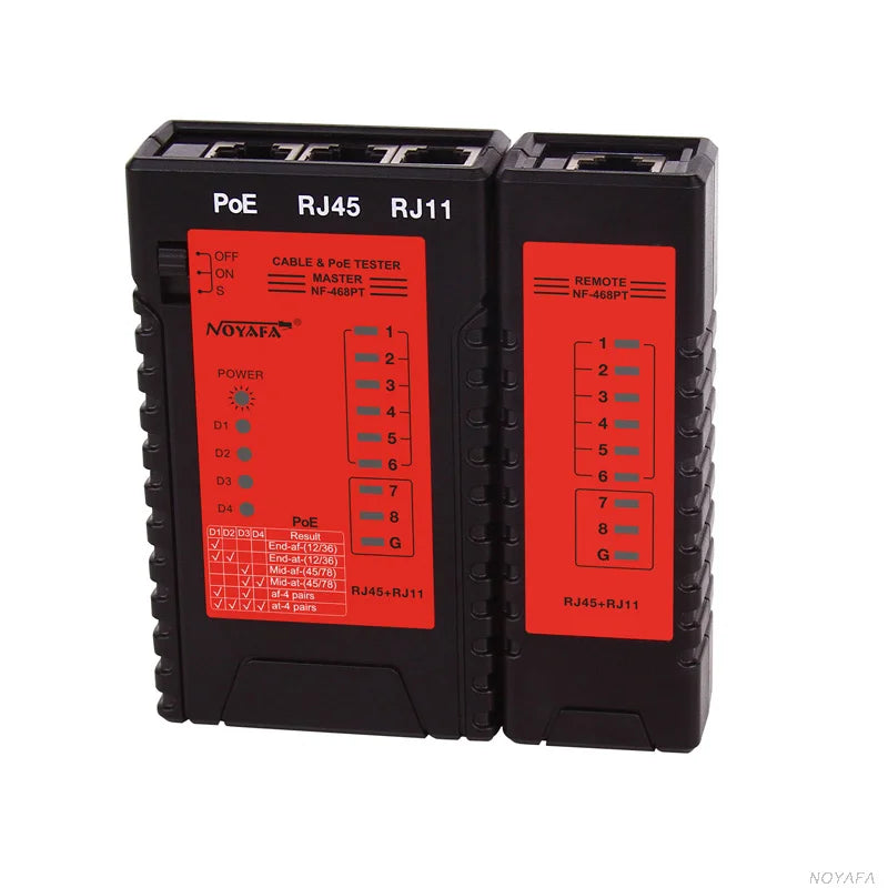Noyafa NF-468PF POE Tester Detection Standard LAN Network Cable Continuity Test RJ11 RJ45 LED Light