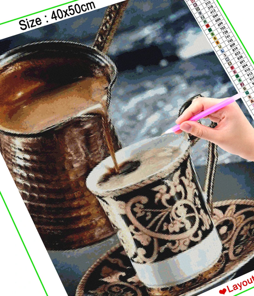 HOMFUN Full Drill Diamond Painting "Coffee landscape" DIY Picture Of Rhinestone 5D Diamond Embroidery Cross Stitch Decor