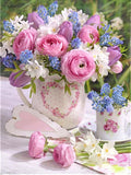 HOMFUN Diamond Painting Full Square/Round Drill 5D DIY "Rose flower car Tower" Daimond Embroidery Rhinestone Cross Stitch Decor