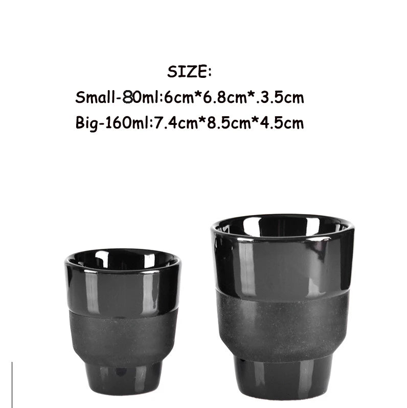 Barista Couple Coffee Cup 80/160ml Ins-style Espresso Kettle Ceramics Creative Couple Tea Water Mug Black Glaze Container