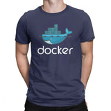 Men Docker Logo T Shirt Linux Javascript Computer Cotton Sweatshirt Funny Short Sleeve Round Neck Tees Graphic T-Shirts
