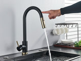 Smart Sensor Touch Kitchen Sink Faucet Brushed Nickel Poll Out Spout Black/Gold Sensor Faucets 360 Rotation Crane Two Functions