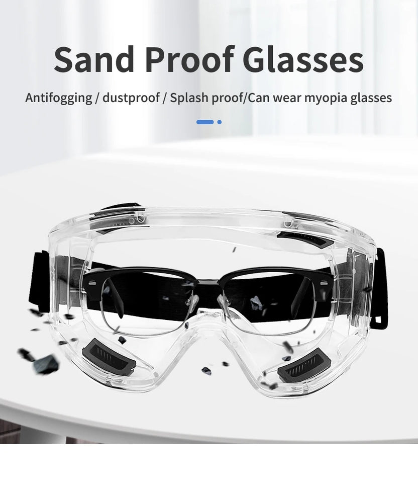 Anti-Fog Safety Goggle Anti-Splash Anti-Shock Dust-Proof Motorcycle Riding Sand-Proof Transparent Laboratory Protective Glasses