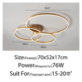 Nordic Creative Round Circle Chandeliers For Bedroom Living Room Restaurant Lighting Golden Coffee Lustre Ring Ceiling Lights