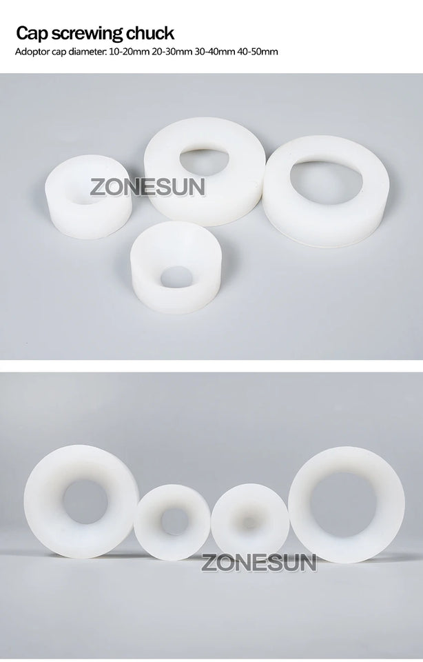 ZONESUN Cap screwing chuck, bottle cap adoptor of capping machine, silicone capping chuck,10-50mm, anti-wear