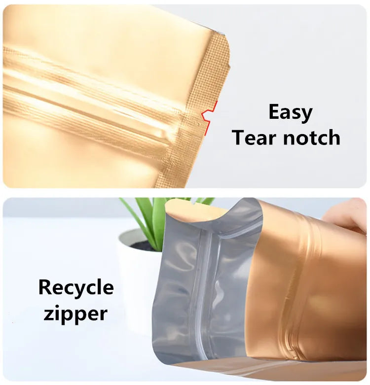 100PCS Stand-up Matte Aluminum Foil Window Ziplock Bag DIY Snack jewelry Spice Candy Customize Logo Brand Gift Storage Pouches