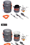 Widesea Camping Cookware Set Outdoor Tableware Equipment Supplies Burner Stove Folding Knife Fork Portable Pot Suit Tourism Cup