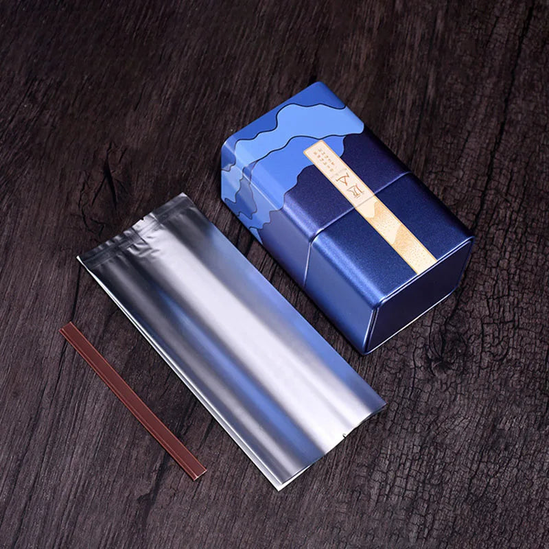 Tea Tinplate Sealed Box, Pu'er Organizer, Square Thick Metal Empty Tea Packaging, Built-in Sealed Bag