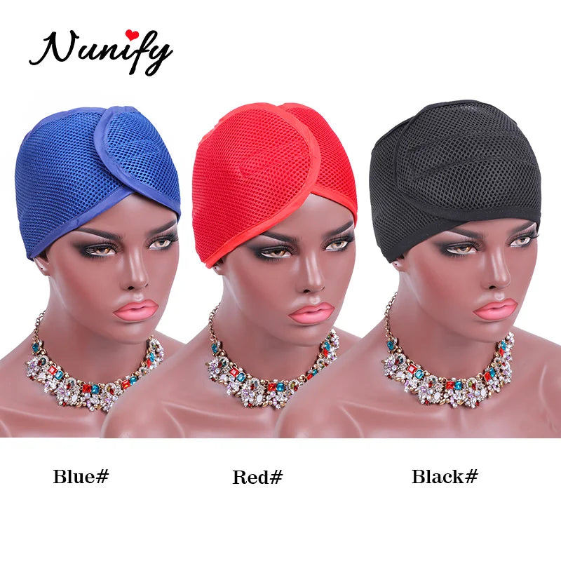 Nunify New Fashion Non Slip Adjustable Lace Wig Headband Foam Mesh Wrap Wig Band Soft Polyester Mesh Belt Bonnets