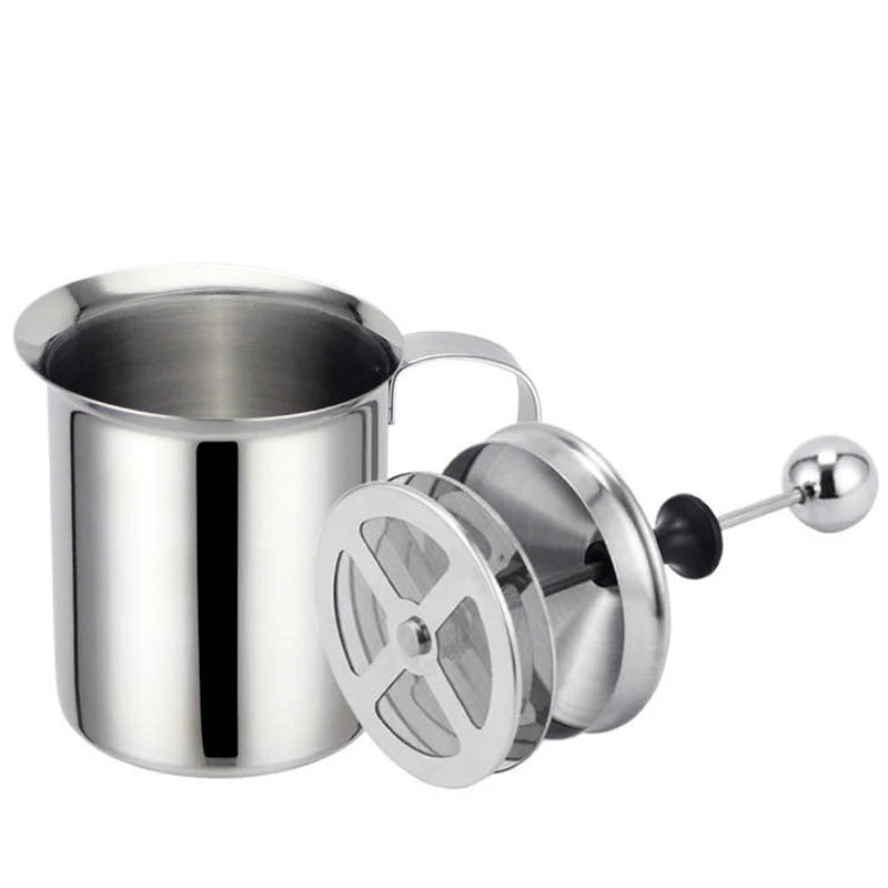 800ML Stainless Milk Frother Foam Maker Double Mesh Milk Creamer Milk Foamer Coffee Cappuccino Drink Mixer Egg Beater Kitchen