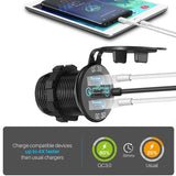 12V/24V Triple USB C Car Charger Socket USB Outlets PD & 18W QC3.0 Aluminum Metal Car Socket Adapter with Touch Switch