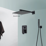 Black Shower Faucets System Bathroom Wall Mounted Rainfall Shower Kit Concealed Embedded Box Hot Cold Water Mixer Tap SUS304