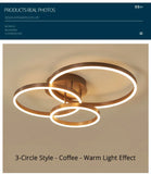 Nordic Creative Round Circle Chandeliers For Bedroom Living Room Restaurant Lighting Golden Coffee Lustre Ring Ceiling Lights