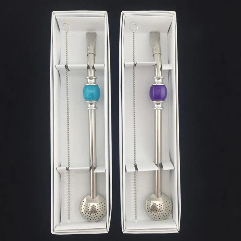 Stainless Steel Drinking Straw Spoon Tea Filter Yerba Mate Tea Straws Bombilla Gourd Reusable Coffee Tea Tools Washable Tea Tool