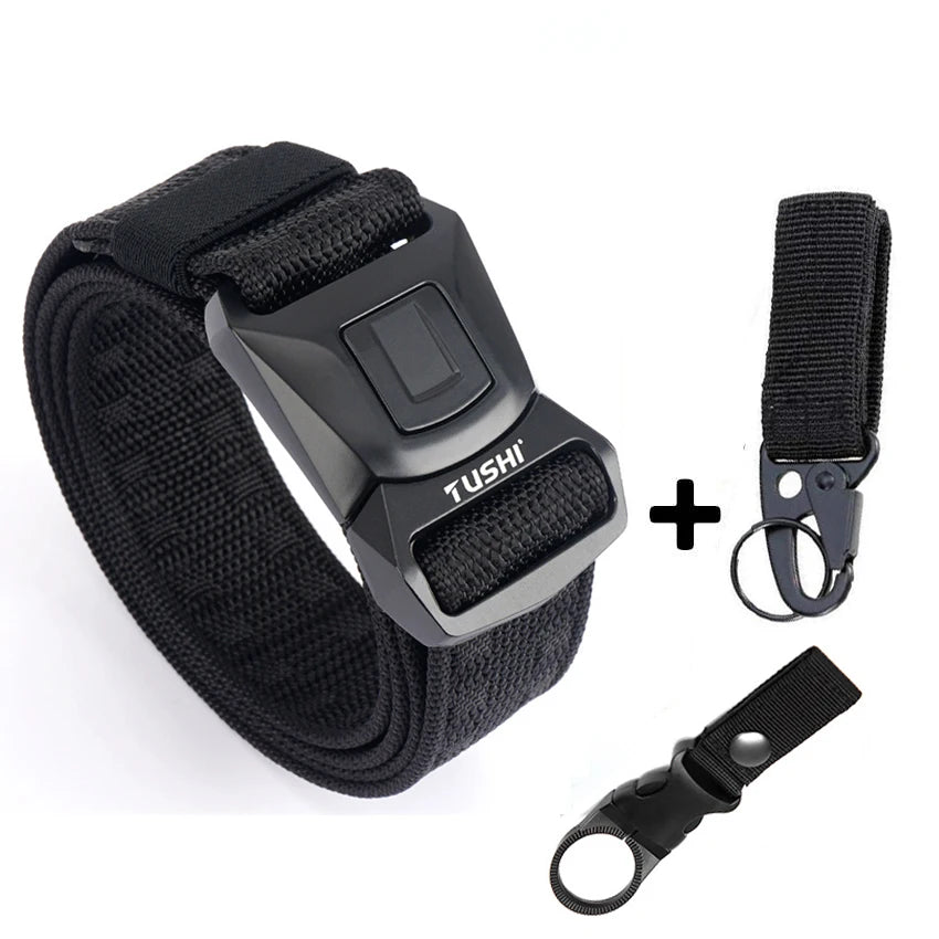 Solid Quick Release Metal Buckle Canvas Tactical Belts Comfortable Webbing Waistband Outdoor Corps Training Hiking Belt For Men