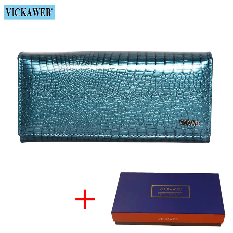 New Women Magnetic Hasp Wallet Genuine Leather Coin Purse Ladies Long Fashion Female Card Hold Money Bag AE501-1