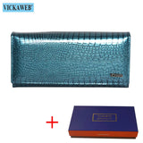 New Women Magnetic Hasp Wallet Genuine Leather Coin Purse Ladies Long Fashion Female Card Hold Money Bag AE501-1