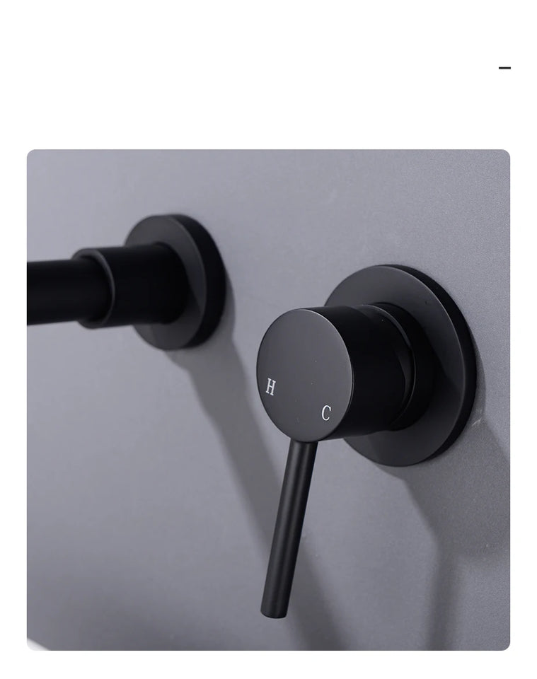 Black Bathroom Sink Faucet  Brass Tap Hot Cold Wash Basin Water Swivel Spout Wall Mounted Bath Mixer Brushed Gold Gunmetal