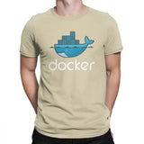Men Docker Logo T Shirt Linux Javascript Computer Cotton Sweatshirt Funny Short Sleeve Round Neck Tees Graphic T-Shirts